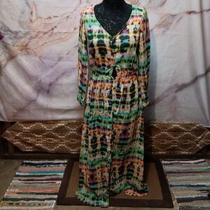 Zara Multicolor Sheer Maxi Dress